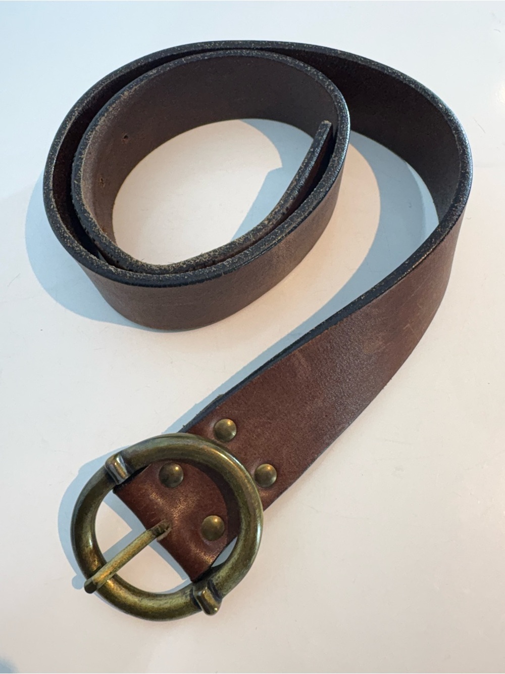 Bench Craft Brown Genuine Leather Belt Small brass buckle